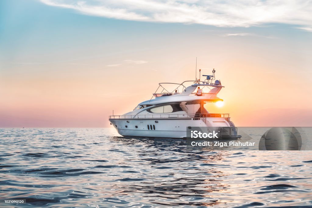 Yacht in the sunset on the sea